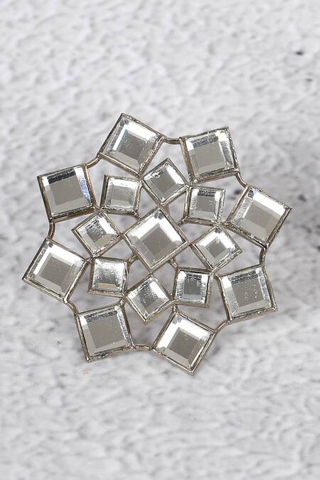 Buy Auraa Trends Silver Plated Imitation Diamonds Kundan Stud Earrings Online at Aza Fashions Buy_Auraa Trends_Silver Plated Imitation Diamonds Kundan Stud Earrings _Online_at_Aza_Fashions