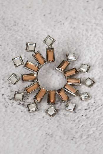 Buy Auraa Trends Silver Plated Diamonds, Stones Kundan Geometric Stud Earrings Online at Aza Fashions Buy_Auraa Trends_Silver Plated Diamonds, Stones Kundan Geometric Stud Earrings _Online_at_Aza_Fashions