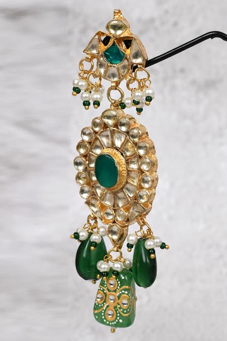 Auraa Trends_Gold Plated Stones Kundan Choker Set With Drop Earrings _at_Aza_Fashions