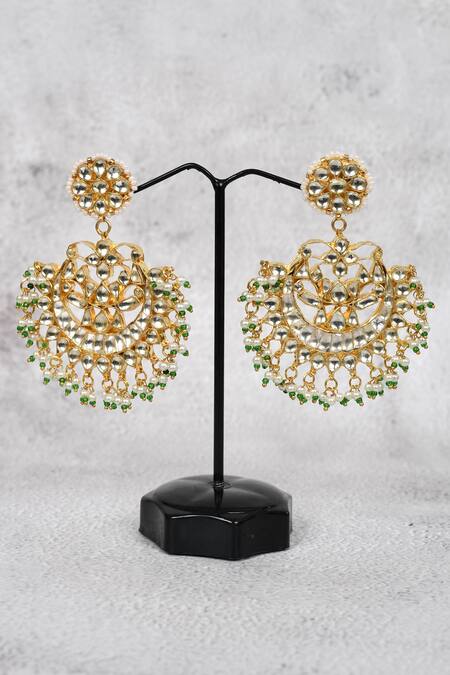 Shop Auraa Trends Gold Plated Crystals Floral Kundan Choker And Earring Set Online at Aza Fashions Shop_Auraa Trends_Gold Plated Crystals Floral Kundan Choker And Earring Set _Online_at_Aza_Fashions
