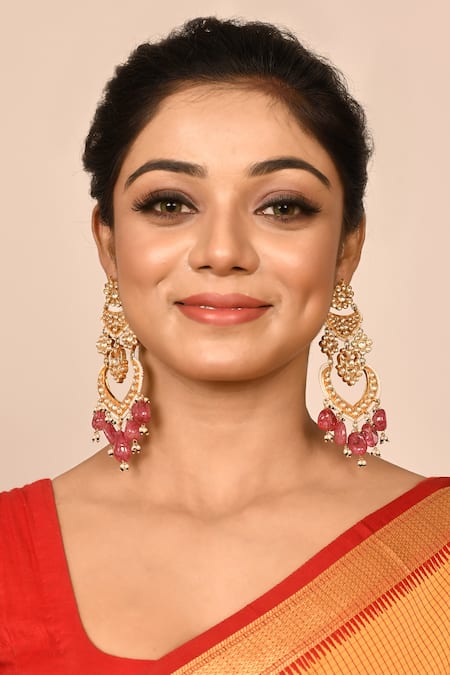 Auraa Trends_Gold Plated Diamonds, Stones Kundan Embellished Chandbalis _Online_at_Aza_Fashions