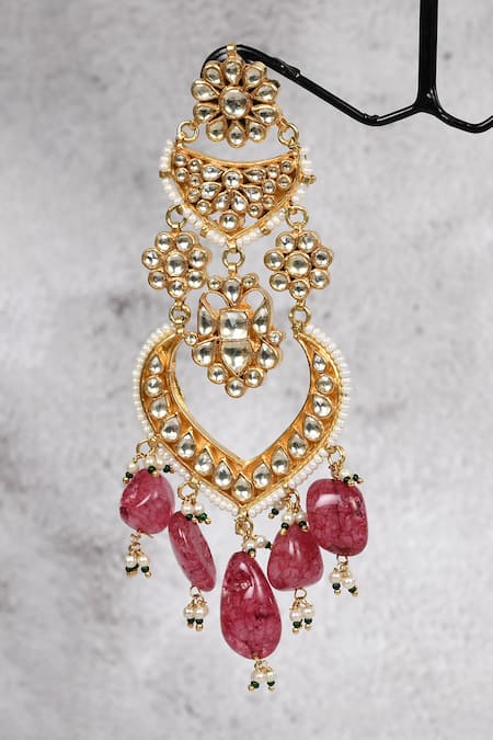 Buy_Auraa Trends_Gold Plated Diamonds, Stones Kundan Embellished Chandbalis _Online_at_Aza_Fashions