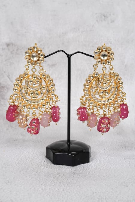 Shop_Auraa Trends_Gold Plated Diamonds, Stones Floral Kundan Necklace Set _Online_at_Aza_Fashions