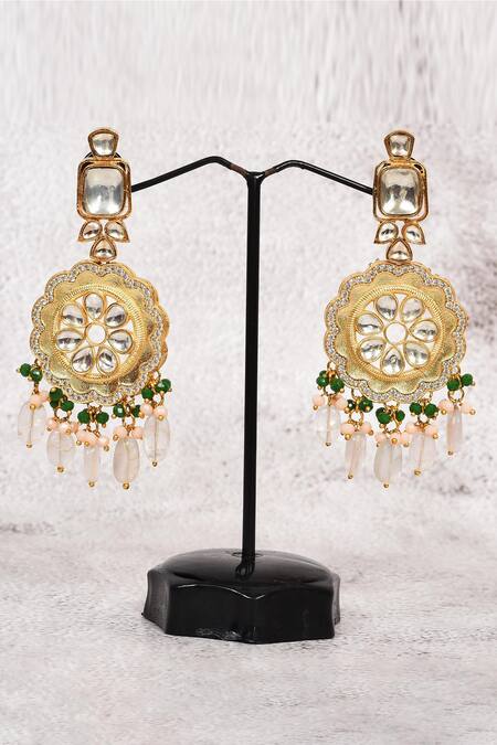 Buy_Auraa Trends_Gold Plated Diamonds, Stones Floral Kundan Necklace Set _Online_at_Aza_Fashions