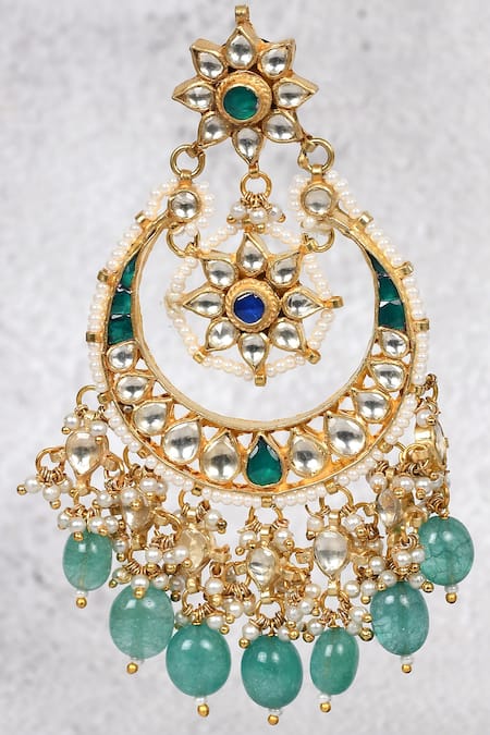 Buy_Auraa Trends_Gold Plated Diamonds, Stones Kundan Studded Chandbalis _Online_at_Aza_Fashions