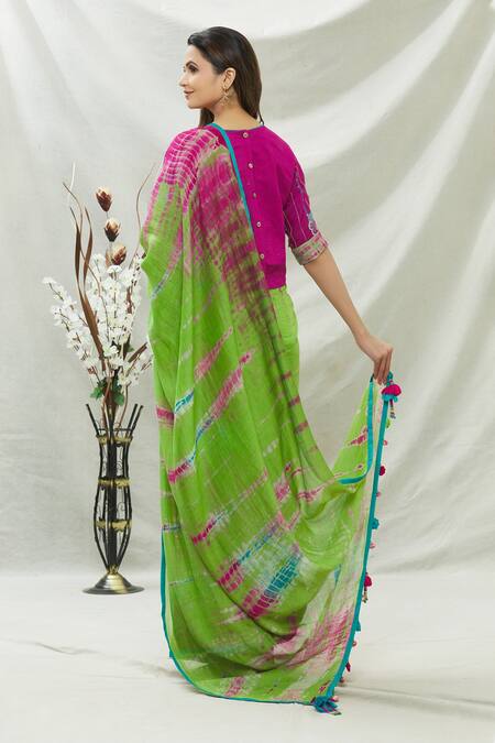 Mint Green With Pink Border Silk Traditional Saree – paanericlothing