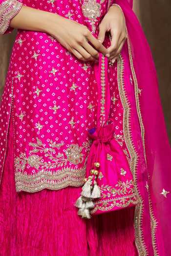 Buy_Surbhi Shah_Pink Embroidery Floral Potli _Online_at_Aza_Fashions