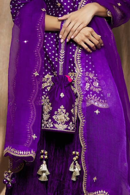 Buy_Surbhi Shah_Purple Embroidery Floral Potli _Online_at_Aza_Fashions