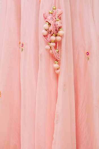 Shop Surbhi Shah Peach Organza, Spun Silk Floral Motifs Scoop Embroidered Lehenga Set Online at Aza Fashions Shop_Surbhi Shah_Peach Organza, Spun Silk Floral Motifs Scoop Embroidered Lehenga Set_Online_at_Aza_Fashions