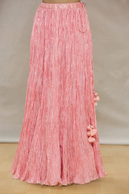 Surbhi Shah_Pink Organza, Spun Silk Floral Motifs Round Embroidered Kurta Set_at_Aza_Fashions