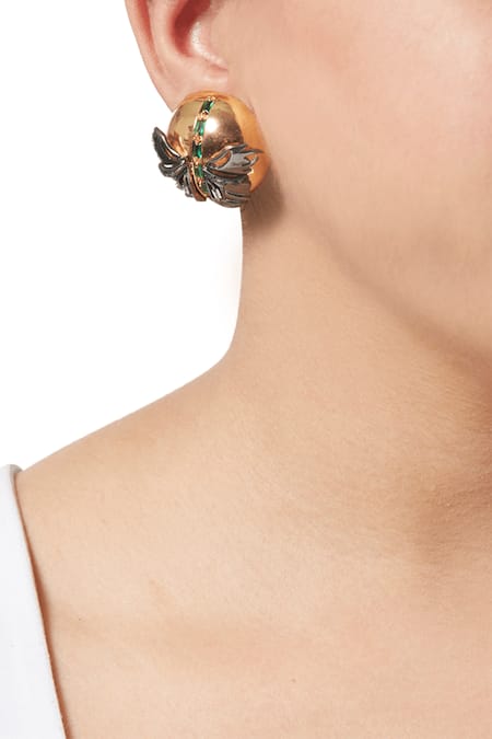 Outhouse Papilio Button Stud Earrings 