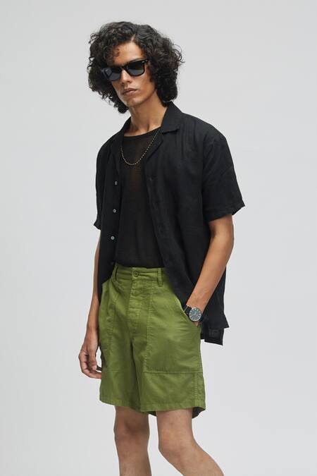 Terra Luna Black 100% Linen Palawan Shirt Online at Aza Fashions Terra Luna_Black 100% Linen Palawan Shirt _Online_at_Aza_Fashions
