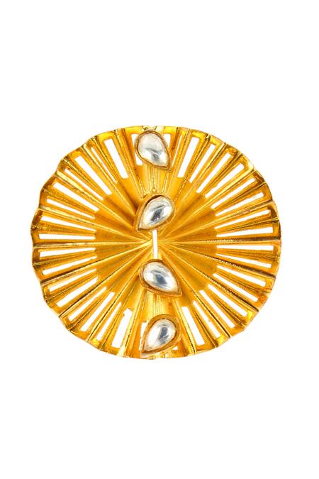 Ishhaara_Gold Plated Embroidery Wave Embellished Earrings _at_Aza_Fashions