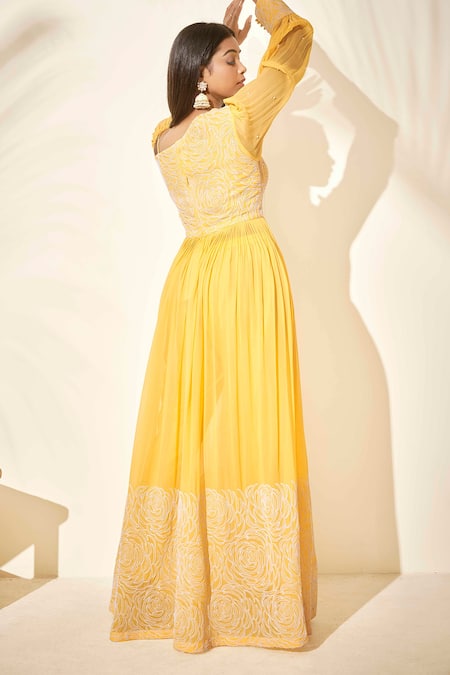 Suruchi Parakh Georgette One Shoulder Kurta With Pants 