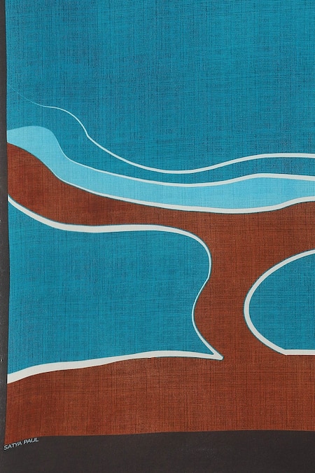 Shop Satya Paul Blue Crepe Abstract Fire And Water Printed Saree Online at Aza Fashions Shop_Satya Paul_Blue Crepe Abstract Fire And Water Printed Saree _Online_at_Aza_Fashions