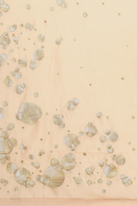 Shop_Satya Paul_Peach Chanderi Silk Geometric Embroidered Saree_Online_at_Aza_Fashions