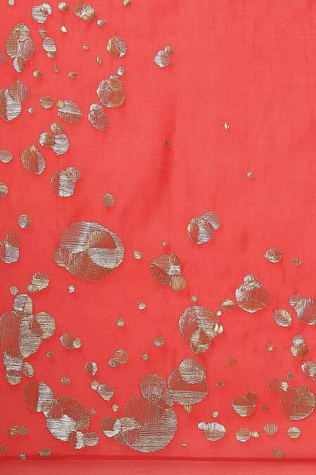 Shop Satya Paul Red Chanderi Geometric Embroidered Saree Online at Aza Fashions Shop_Satya Paul_Red Chanderi Geometric Embroidered Saree _Online_at_Aza_Fashions