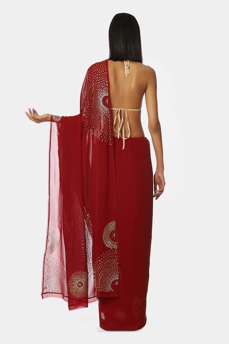 Satya Paul Geometric Embroidered Saree 