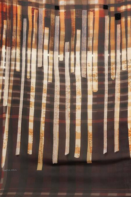 Shop Satya Paul Multi Color Georgette Satin Checks And Balances Embellished Saree Online at Aza Fashions Shop_Satya Paul_Multi Color Georgette Satin Checks And Balances Embellished Saree _Online_at_Aza_Fashions