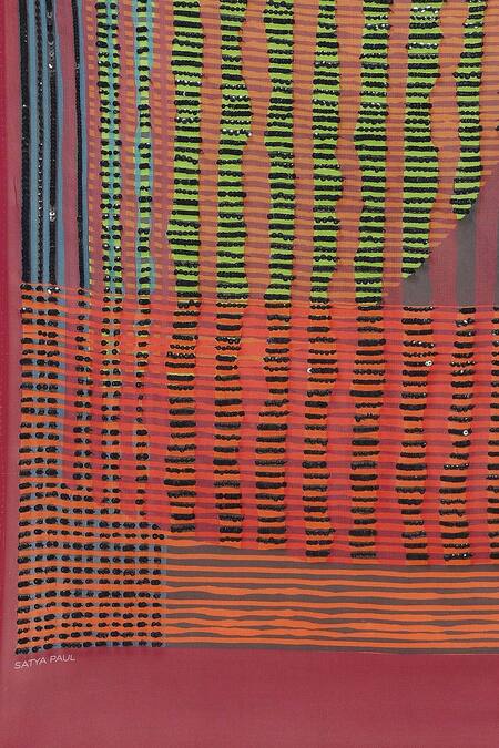 Shop Satya Paul Blue Georgette Satin Sequin Embroidery Line Play Embellished Saree Online at Aza Fashions Shop_Satya Paul_Blue Georgette Satin Sequin Embroidery Line Play Embellished Saree _Online_at_Aza_Fashions