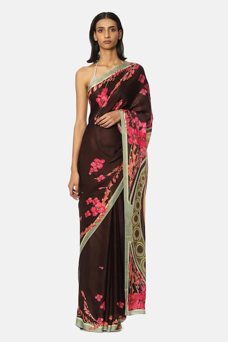 Satya Paul Floral Pattern Embellished Saree 