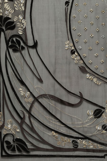 Buy Satya Paul Black Georgette Floral Embroidered Saree Online at Aza Fashions Buy_Satya Paul_Black Georgette Floral Embroidered Saree _Online_at_Aza_Fashions