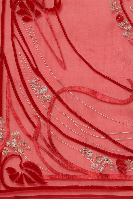 Shop Satya Paul Red Georgette Floral Embroidered Saree Online at Aza Fashions Shop_Satya Paul_Red Georgette Floral Embroidered Saree _Online_at_Aza_Fashions