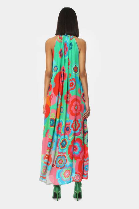 Satya Paul Floral Print Halter Twist Dress 