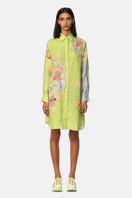 Satya Paul Linen Floral Print Shirt Tunic 