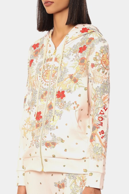 Buy_Satya Paul_Off White Scuba Floral The Adventure Printed Hoodie _Online_at_Aza_Fashions
