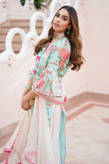 Gopi Vaid Sameesha Floral Print Kurta Palazzo Set 