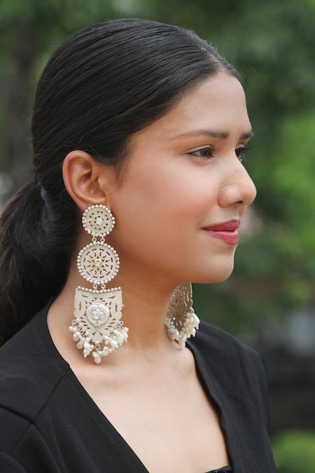 Yellow Chimes Earrings for Women Butterfly Pearl Hanging Tassels Silver  Earrings for Women and Girls : Amazon.in: Fashion