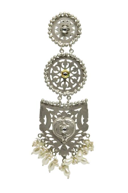Buy_Arnimaa_Silver Plated Stones Gulchandani Embellished Long Earrings _Online_at_Aza_Fashions