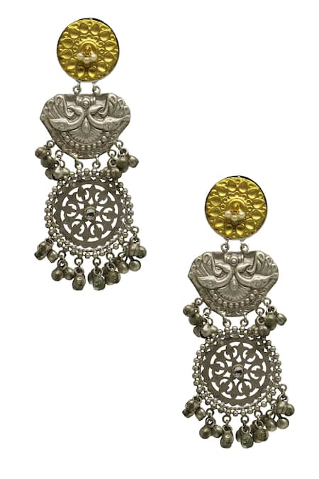 Arnimaa Chandani Peacock Carved Earrings 