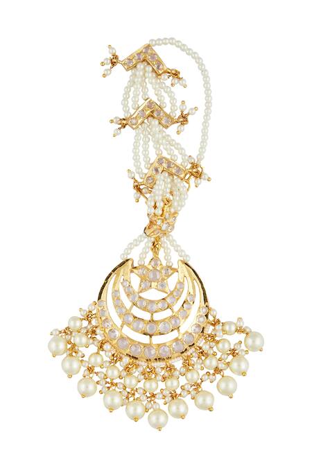 Buy Kiara Gold Plated Crystals, Pearls Embellished Chandbalis Online at Aza Fashions Buy_Kiara_Gold Plated Crystals, Pearls Embellished Chandbalis_Online_at_Aza_Fashions
