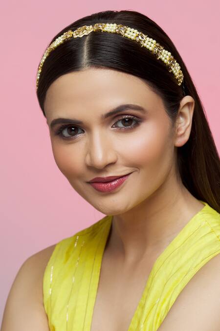 Buy Kiara Gold Plated Crystal Embellished Mathapatti Online at Aza Fashions Buy_Kiara_Gold Plated Crystal Embellished Mathapatti_Online_at_Aza_Fashions