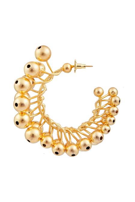 Shop_Khushi Jewels_Gold Plated Beads Hoops _Online_at_Aza_Fashions