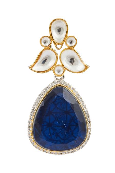 Shop_Khushi Jewels_Blue Diamonds, Stones Embellished Dangler Earrings _Online_at_Aza_Fashions