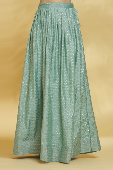 Buy Naintara Bajaj Green Chiffon Sequins V-neck Embellished Lehenga Set Online at Aza Fashions Buy_Naintara Bajaj_Green Chiffon Sequins V-neck Embellished Lehenga Set _Online_at_Aza_Fashions