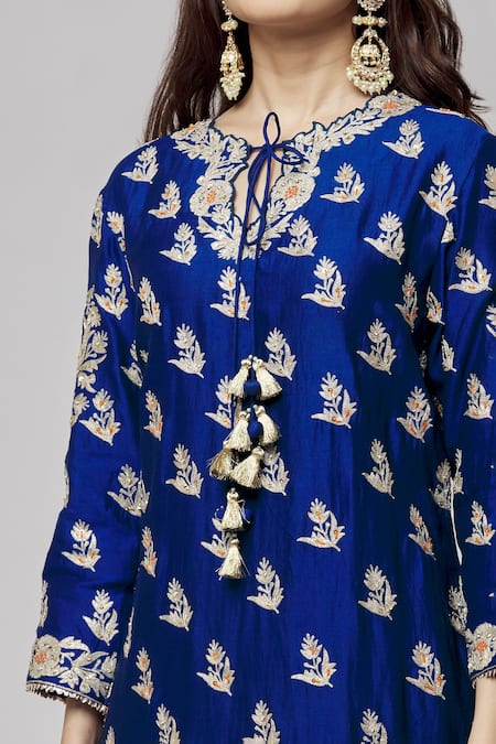 Buy Surbhi Shah Blue Organza, Silk Tassels, Embroidery Kurta Set With Scallop Border Dupatta Online at Aza Fashions Buy_Surbhi Shah_Blue Organza, Silk Tassels, Embroidery Kurta Set With Scallop Border Dupatta _Online_at_Aza_Fashions