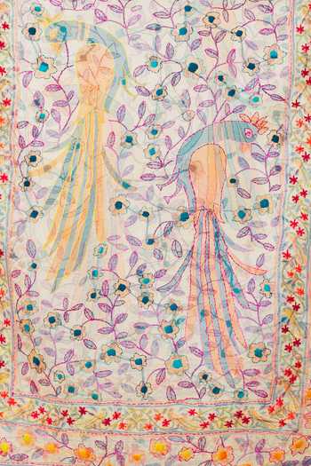 Buy_Naintara Bajaj_Multi Color Kota Doria Embroidery Bird And Floral Pattern Phulkari Dupatta_Online_at_Aza_Fashions