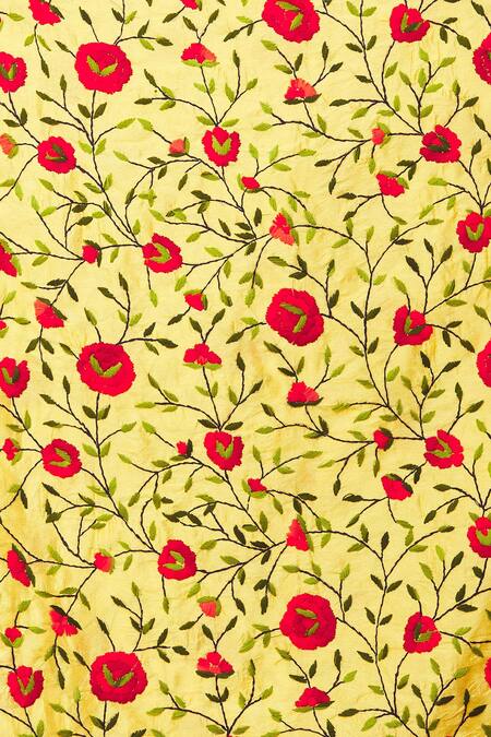 Buy Naintara Bajaj Yellow Silk Embroidery Floret Pattern Phulkari Dupatta Online at Aza Fashions Buy_Naintara Bajaj_Yellow Silk Embroidery Floret Pattern Phulkari Dupatta_Online_at_Aza_Fashions