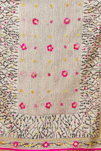 Buy_Naintara Bajaj_Multi Color Silk Embroidery Floral Vine Pattern Phulkari Dupatta_Online_at_Aza_Fashions