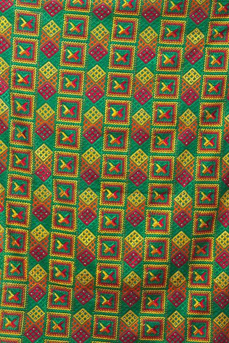 Buy_Naintara Bajaj_Multi Color Cotton, Silk Embroidery Geometric Phulkari Work Dupatta_Online_at_Aza_Fashions