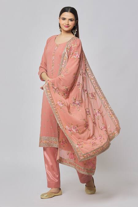 Buy Naintara Bajaj Pink Georgette, Shantoon Embroidery, Butti And Flower Kurta Salwar Dupatta Set Online at Aza Fashions Buy_Naintara Bajaj_Pink Georgette, Shantoon Embroidery, Butti And Flower Kurta Salwar Dupatta Set _Online_at_Aza_Fashions