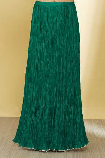 Surbhi Shah Green Silk, Organza Embroidery, Gota Patti, Sequins, Dori Kurta Skirt Set at Aza Fashions Surbhi Shah_Green Silk, Organza Embroidery, Gota Patti, Sequins, Dori Kurta Skirt Set _at_Aza_Fashions