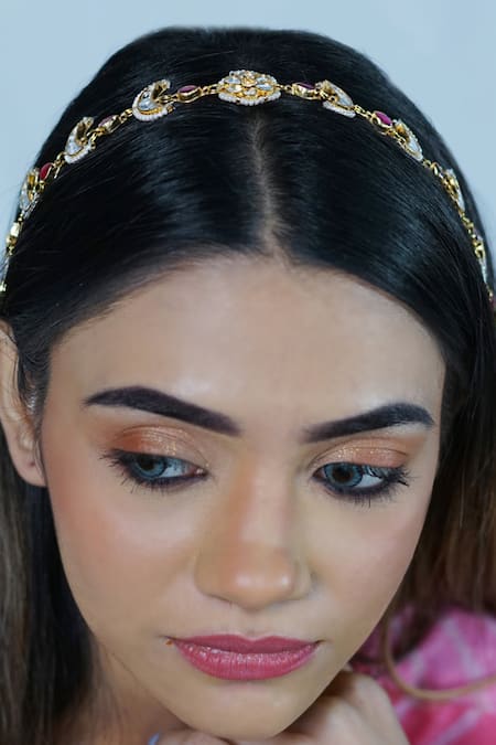 Namasya Gold Pearls Kundan Stone Sheeshphool 