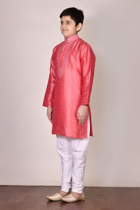 Buy Petite Pomme Pink Silk Embroidery Kurta Set Online at Aza Fashions Buy_Petite Pomme_Pink Silk Embroidery Kurta Set _Online_at_Aza_Fashions