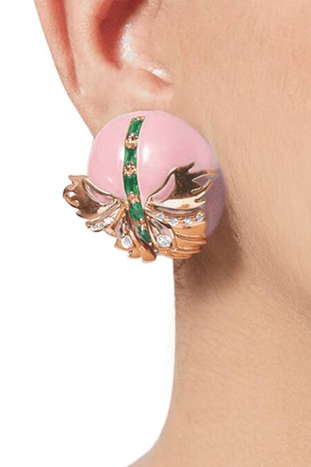 Outhouse Gold Plated Crystals Papilio Button Stud Earrings Online at Aza Fashions Outhouse_Gold Plated Crystals Papilio Button Stud Earrings _Online_at_Aza_Fashions