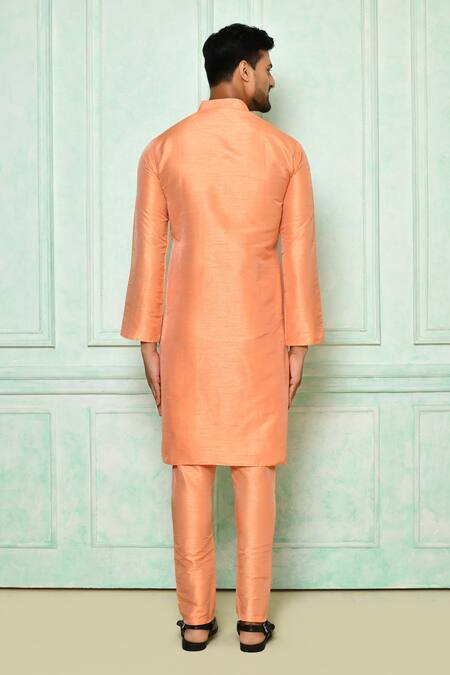 Shop Arihant Rai Sinha Orange Silk, Cotton Stones Kurta And Pant Set at Aza Fashions Shop_Arihant Rai Sinha_Orange Silk, Cotton Stones Kurta And Pant Set_at_Aza_Fashions